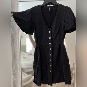 Zara Black Button-Front Mini Dress